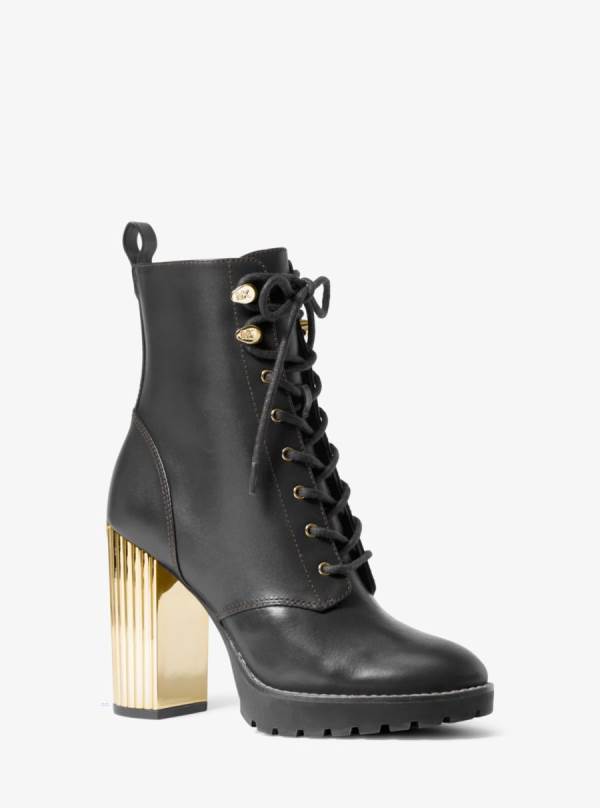 Damske Snurovacie Topanky Michael Kors Porter Leather Čierne - Topanky Michael Kors Sleva | VARDP-9518
